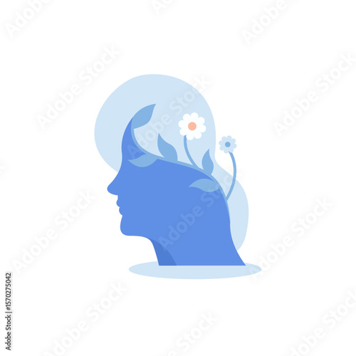 Mental health illustration. mental disorder fight against stress, depression, emotional burnout and other psychological problems. Psychotherapy concept. Vector illustration