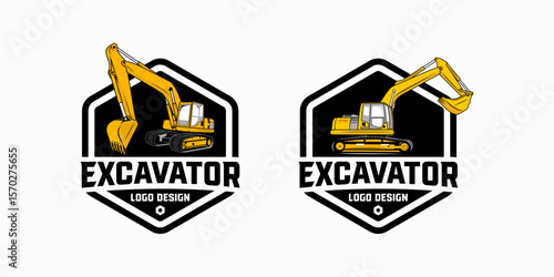 excavator Logo designs template, heavy equipment construction - earth mover logo vector