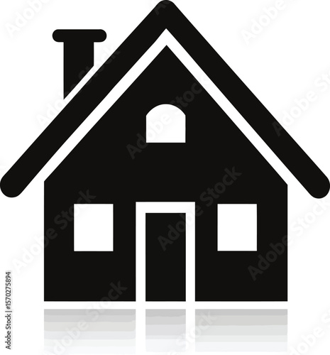 Contemporary home design presents a simple, symbolic house icon suitable for construction, real estate, architecture, or property business concepts.