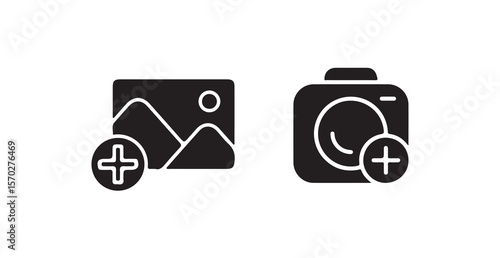 Add Photo Picture  Icon, Add pic icon Vector logo sign,  flat, camera icon with plus, add picture button, vector illustration eps 10.