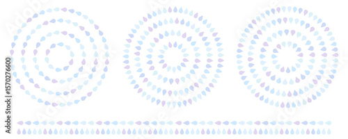 しずく　フレーム　円　雨　罫線