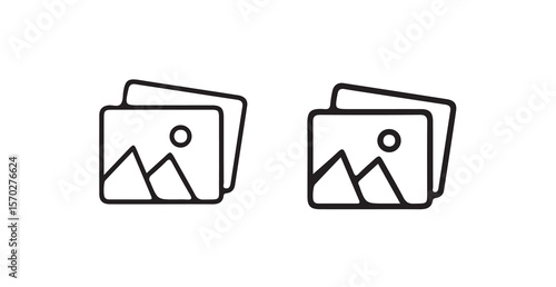 Add Image Icon in Circle Style,  Outline Design, Photo Upload Icon with Plus Sign, Line Art Circle, vector illustration eps 10.