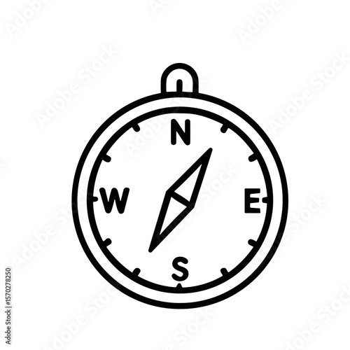 A compass illustration pointing northeast, with clearly marked cardinal directions.