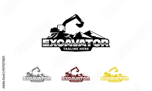 excavator Logo designs. heavy equipment excavator icon for housing development, building repair, construction and procurement of heavy equipment