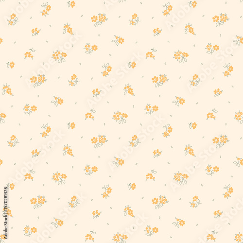 Ditsy floral seamless pattern. Small little flower pattern background. Repeat pattern. Ditsy print. Liberty style. Botanic surface design. Ditsy floral for fashion, texture, fabric, wrapping, decor