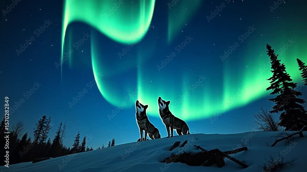 Aurora Borealis and Howling Wolves: A Night in the Arctic Wilderness Aurora Borealis and Howling Wolves: A Night in the Arctic Wilderness