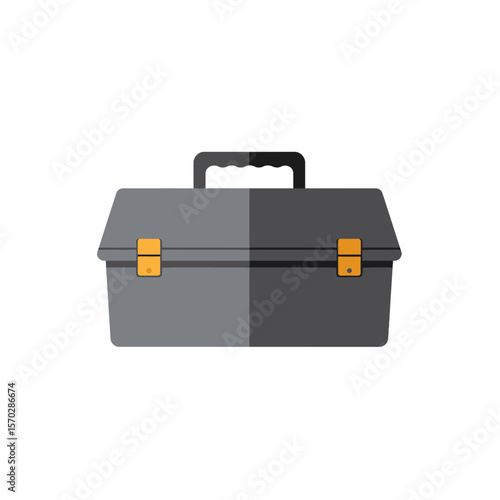 Toolbox with orange latches isolated on a white background