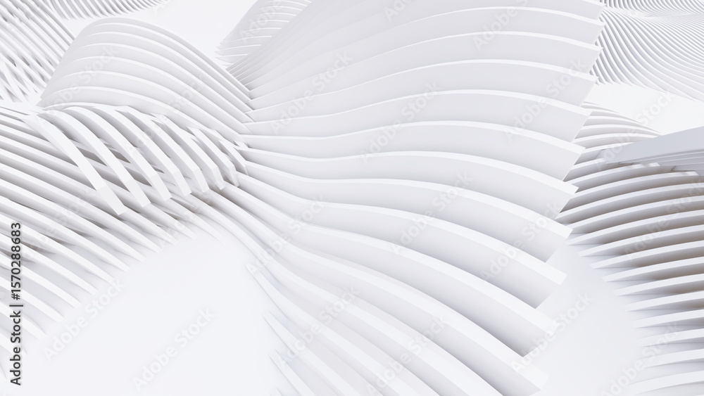 Naklejka premium Abstract Curved Shapes. White Circular Background.