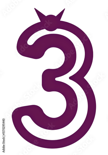 Wallpaper Mural Abstract Number Three with Unicorn Silhouette Purple Isolated Mascot Torontodigital.ca