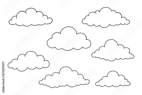 Cloud Line Art Collection Simple Cloud Shape Illustrations Set
