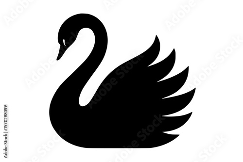 Elegant Silhouette of a Swan with Outstretched Wings