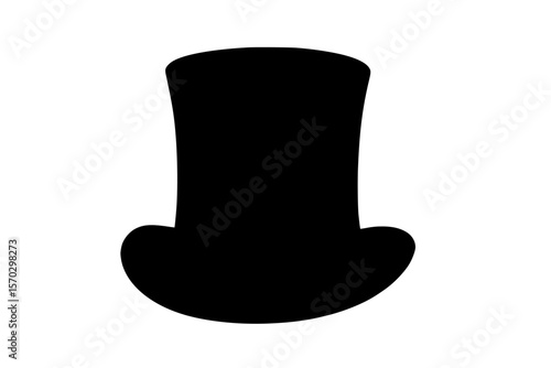 Silhouette of a Classic Top Hat Isolated on White Background