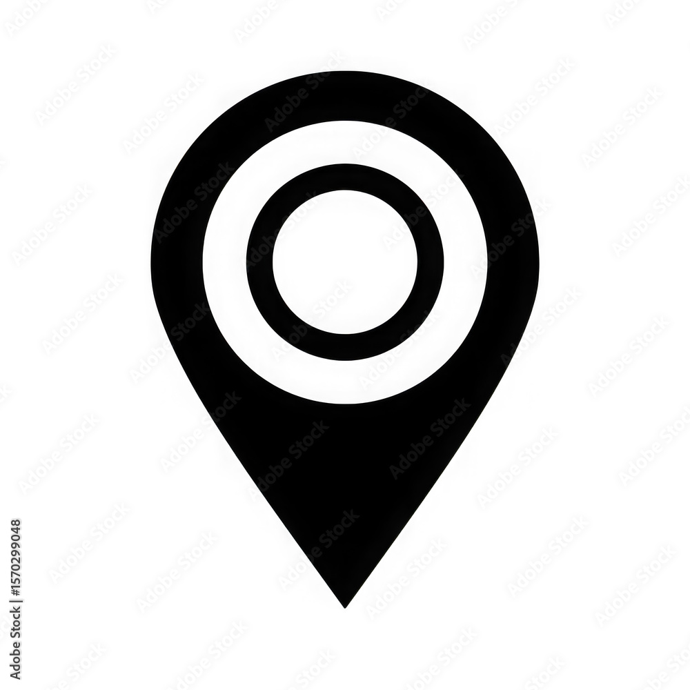 Concentric location pin outline isolated on transparent background Concentric location pin outline isolated on transparent background