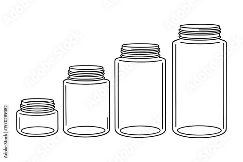Collection of Laboratory Glassware Jars in Various Sizes and Proportions
