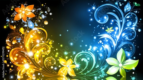 Abstract floral design with glowing details