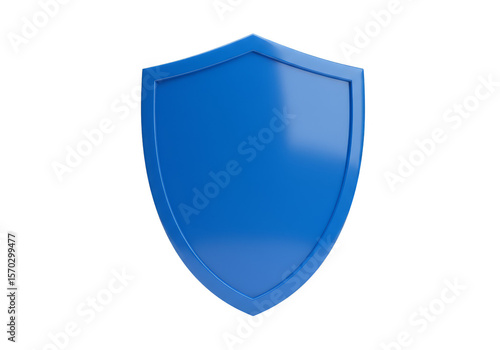 Blue Shield 3D Render Protection Security Safety on Transparent Background