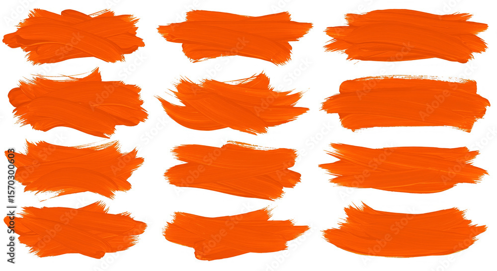 Obraz premium Brush Strokes Orange Design Elements Isolated Transparent Background