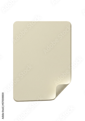 Beige Paper Sheet Note Card Curl Tag Blank Background