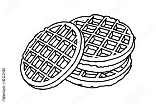 Delicious Waffles Stacked High Ready to Eat Breakfast Food Sweet Treat Design