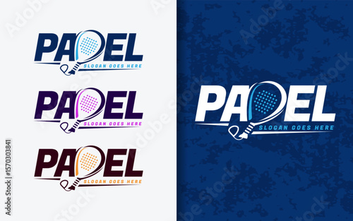 The word "PADEL" with the letter D shaped like a stylish padel racket. Modern and minimal style, perfect for sports branding, event, tournament, and sport business branding.