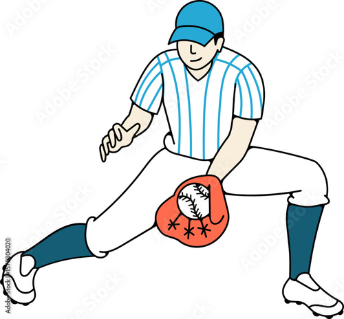 Softball Player Catch the Ball Vector Illustration