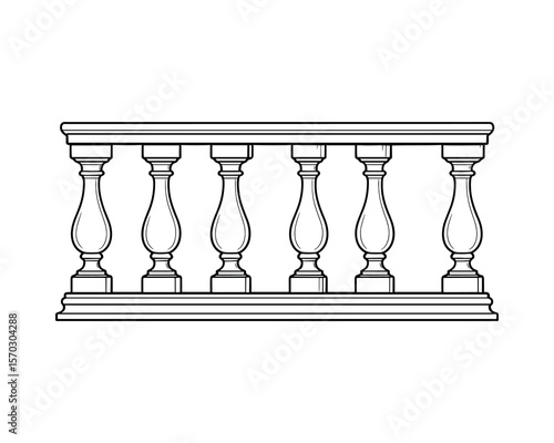 Elegant Balustrade Vector Illustration for Architectural Design Projects