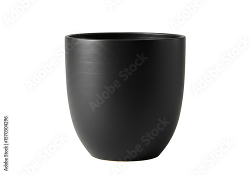 Black Ceramic Flowerpot Isolated Decorative Container on Transparent Background