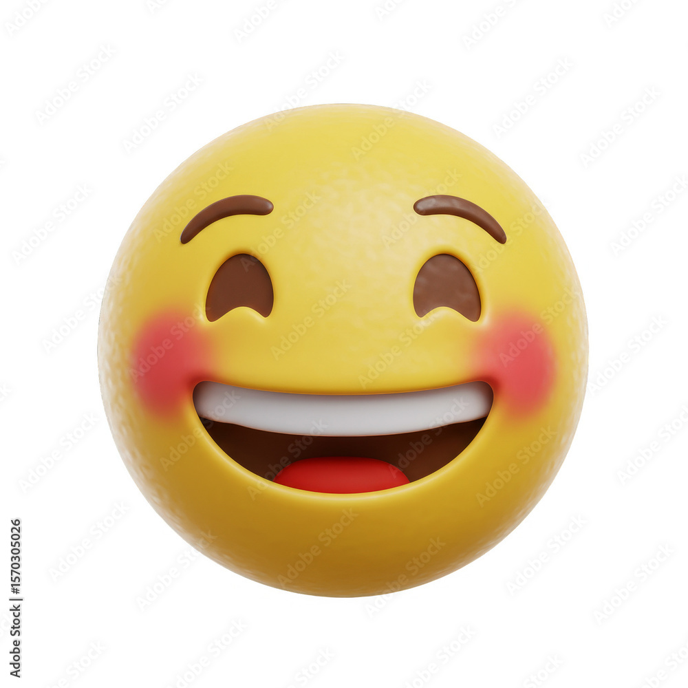 Fototapeta premium Cheerful Happy Smile Emoji Face Rendered 3d Illustration Transparent