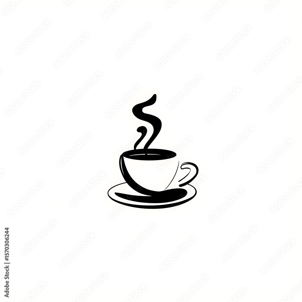 Obraz premium A stylized graphic of a coffee cup and saucer with steam.