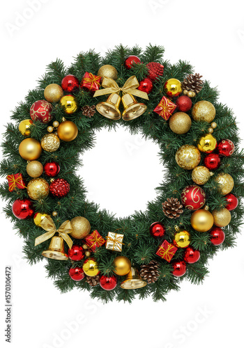 Wallpaper Mural Christmas Wreath With Red and Gold Ornaments Isolated Background Torontodigital.ca