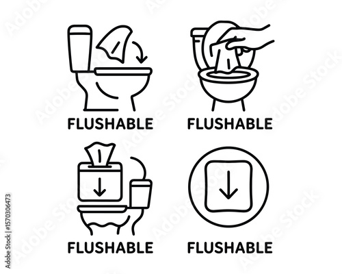 Flushable Icon Vector Illustration for Safe Disposal and Plumbing Systems
