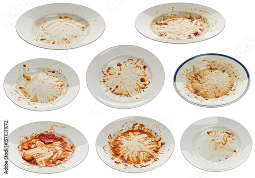 Dirty Plates Leftovers Food Dishes Background Grungy Dinner Plates