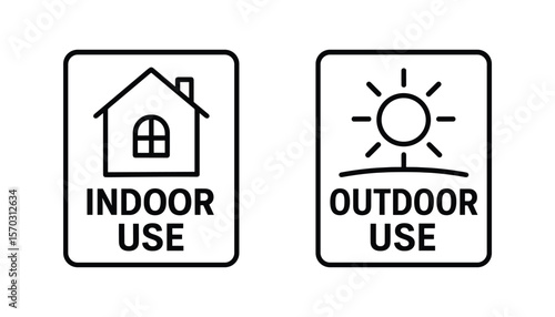 Indoor and Outdoor Use Icons Set Vector Illustration for Product Labels