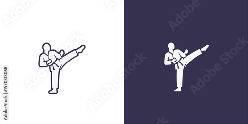 Taekwondo athlete silhouette vector logo in high kick pose, generative ai