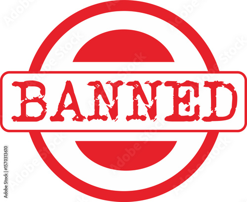 banned logo red round design vector