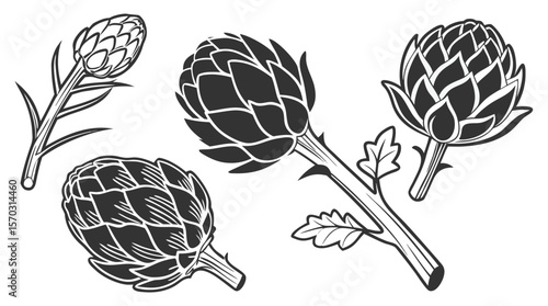 Artichoke Silhouettes Set