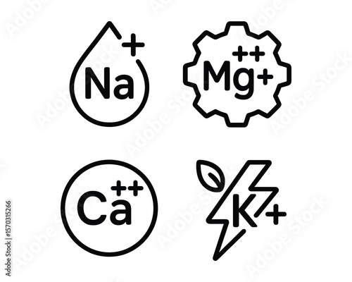 Mineral Icons Set Vector Illustration for Health Supplements and Nutrition