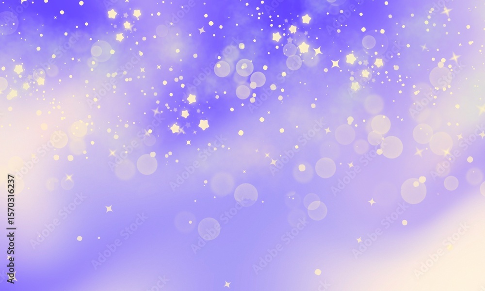 Fototapeta premium Purple Background With Bokeh Stars. Abstract Light Blurred Soft Romantic Background