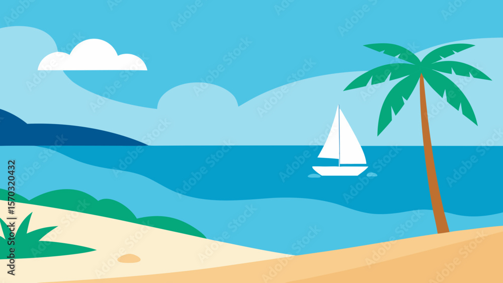 Fototapeta premium summer beach with palm