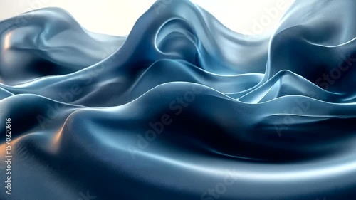 Wallpaper Mural Abstract waves background in blue and white color, 3D rendering of fluid dynamic shape Torontodigital.ca