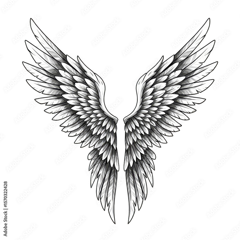 Obraz premium Isolated Angel Wings Spread White Feathers Freedom Bird Fly Heaven