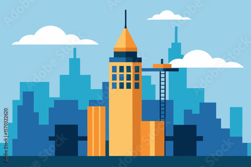 Modern Cityscape Skyscraper Construction and Urban Development