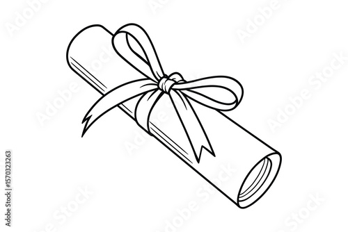 black and white diploma scroll with ribbon clip art preview