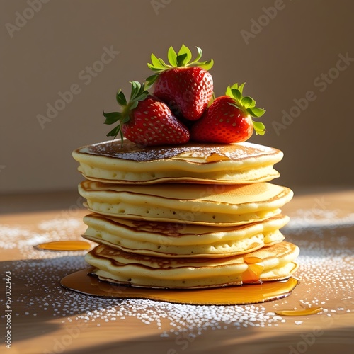 Wallpaper Mural pancakes with strawberries and chocolate Torontodigital.ca