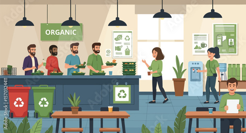Sustainable Office Cafeteria Promoting Eco-Friendly Food Choices and Waste Reduction