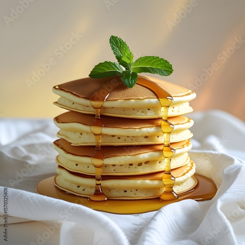 Wallpaper Mural stack of pancakes with mint Torontodigital.ca