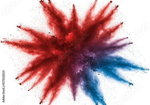 Explosion of Red and Blue Powder Abstract Splash Background