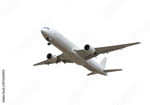 Isolated Airplane in Flight with Transparent Background Clear Sky View