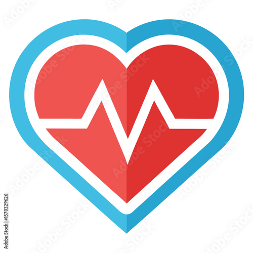 Flat Heart Rate Icon Symbol with Heart Shape Vector Illustration Isolated on white Background