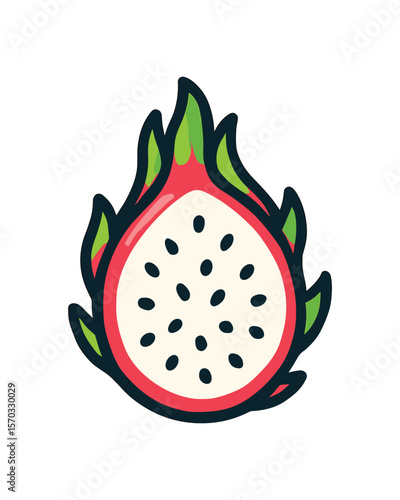 Dragon fruit illustration, vibrant tropical vector exotic pitaya artwork.